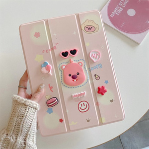 Étui pour tablette avec support pliable Cartoon Dust Bunny pour iPad Air 7 8 9 10 11 Gen 10. Housse mignonne en cuir TPU Loopy DIY pour iPad Pro 9 et 10,2 pouces - Product Image 3