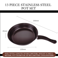 Vente en Gros d'Usine Ensemble de 13 Pièces Ustensiles de Cuisine en Fonte Noire Antiadhésive avec Casseroles Poêles Couvercles en Métal