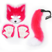 Nouveau style de costume de cosplay pour Halloween et Noël, avec queue en fourrure, masque de fête, gants en forme de patte de loup, masque de renard et ensemble queue de renard