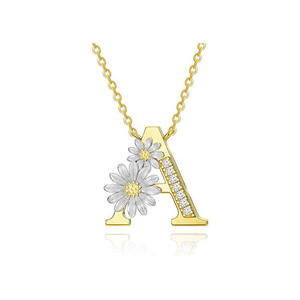 26 <b>Initial</b> Letter <b>Necklace</b> 18K Gold Plated Heart Letters Stone Pendant Women Stainless Steel <b>Necklace</b> - Product Image 1