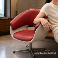 Fauteuil de réception en cuir rouge, pivotant, avec accoudoirs, hauteur réglable, dossier incurvé, base en métal, pour hall d'hôtel, salle de réunion