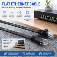 Kabel Jaringan Ethernet Cat5e Cat6 Cat6a Berkualitas Tinggi 1 hingga 30m BC UTP RJ45 Kabel Patch Datar untuk Modem Router Komputer dan PS5
