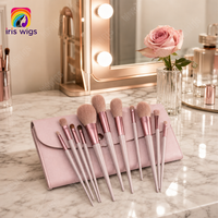 Pinceaux de maquillage professionnels personnalisés pour le visage, lot de 10, vente en gros directe d'usine, poignée en plastique, idéal pour les voyages, sac inclus, échantillon gratuit