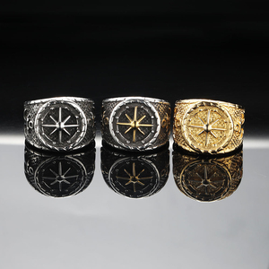 2024 accesorios de moda para Hombres 18K chapado en oro de acero inoxidable <span class=keywords><strong>marinero</strong></span> elegante brújula punk anillos gruesos para regalo Masculino - Product Image 1