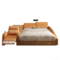 Juego de Sofá Cama de Cuero de Lujo 2025, Tamaño XL, Multifuncional, con Almacenamiento y Función de Masaje, Colchón Doble, Muebles para Dormitorio