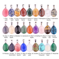 Pendentifs en pierre naturelle forme de goutte d'eau plate polie breloques en pierre d'agate de cristal mélangé pour la fabrication de bijoux collier bracelet