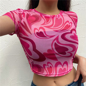 T-shirt Sportiva da Donna con Scollo Rotondo, Maniche Corte in Rete Sexy, <span class=keywords><strong>Top</strong></span> Fitness Femminile - Product Image 3