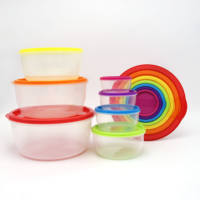 Ensemble de 7 contenants alimentaires ronds en plastique, compatibles micro-ondes, boîte à lunch pour la préparation des repas, kit de boîtes hermétiques pour aliments