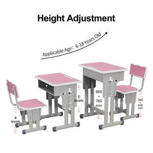 Meubles de classe pour enfants, meubles d'école primaire réglables en hauteur, ensemble bureau et <span class=keywords><strong>chaise</strong></span> pour élèves, tables et chaises d'école en MDF - Product Image 3