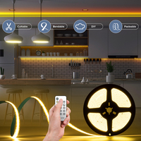Bande lumineuse Led à haute densité, 640 diodes, bluetooth FCOB, CCT, blanc, réglage, avec application bluetooth, vocal, Tuya, wi-fi, couleur bleue, réglable, blanc