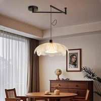 Lustre LED de style français vintage, haut de gamme, en forme de pétale, pour restaurant, bureau, chambre, comptoir de bar et table à manger, couleur crème
