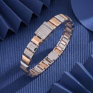 Pulsera de Eslabones con Dijes de Plata de Ley 925 en Dos Tonos, Oro Rosa y Plata, para Mujer, 24GM, 92.5% Pura, de Dviti Jewels - Product Image 6