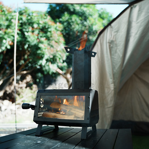 Biggerfire Ngoài Trời Thép Carbon Bếp Cho Trại Đa Nhiên Liệu Gỗ Đốt Tên Lửa Bếp Với Xem Kính Cắm Trại Vỉ - Product Image 5