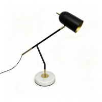 Lampe de bureau moderne noire et or, bras métallique réglable, abat-jour LED blanc chaud, lumière de lecture protectrice pour les yeux, pour chambre, salon, hôtel