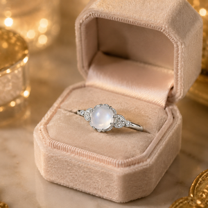 Anello con Zircone Stile Petalo di Luna per Donne, Elegante Gioiello Estivo alla Moda - Product Image 6