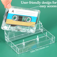 SUNSHING - Caja de Plástico Transparente para Casetes de Audio, Caja de Acrílico Transparente para Casetes, Caja de Almacenamiento Vacía para Casetes VHS