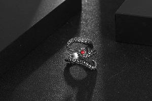 Anillo de Pulpo Vintage Delicado y Personalizado YK, Anillo de Acero Inoxidable con Rubí para Hombre y Mujer, Joyería de Moda al por Mayor - Product Image 2