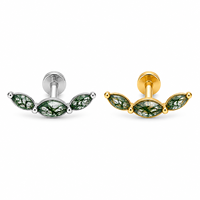 Anting-anting tusuk titanium lapis pelangi dengan potongan marquise zircon klasik Lotus, polesan tinggi, bagian belakang datar, hadiah perhiasan.