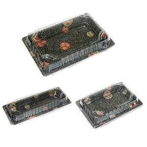 ขายส่งที่นิยมมากที่สุด Ps ป้องกันหมอกที่จะไปทิ้ง1105สีดำสี่เหลี่ยมผืนผ้าพลาสติกซูชิบรรจุภัณฑ์ภาชนะ/กล่อง/ถาด - Product Image 2