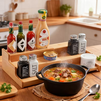 Étagère de cuisine en bambou réglable pour armoire de cuisine, support à épices peu encombrant en bambou, faible MOQ