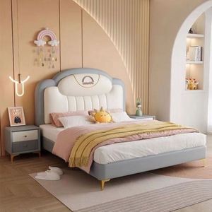 Children's <b>Bed</b>, Male and Female Princess <b>Bed</b>, Solid Wood Small Unit, Single 1.5m <b>Bed</b>, Cream Wind Soft Foreskin <b>Bed</b> - Product Image 3
