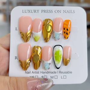 Betifnail prezzo all'ingrosso 3D stampa fatta a mano sulle unghie di alta qualità forma di mandorla unghie finte 10 pz/set supporto pacchetto personalizzato - Product Image 5