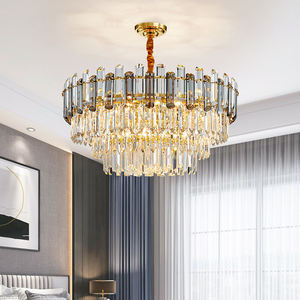 Hotel Room Hanging Pendant <b>Light</b> Modern Grey Clear Gold Luxury K9 Crystal <b>Chandelier</b> - Product Image 3