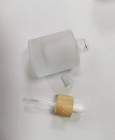 Botol Minyak Esensial Kosmetik Kaca Berlapis Bambu dan Kayu 30ml, Alas Tebal, Transparan, Lapisan Buram, Dilengkapi Pipet