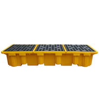 Palette de récupération industrielle robuste en polyéthylène à 4 bacs pour fûts, anti-fuite, pour stockage de fûts
