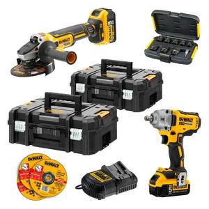 Kit d'outils DeWalt avec meuleuse d'angle et clé à chocs, batterie lithium-ion 20V Max, avec étuis et accessoires - Product Image 1