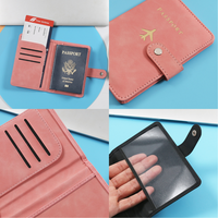 Dompet Paspor Kulit PU Multi-Slot Modis untuk Penyimpanan Dokumen, Sarung Paspor Logo Kustom