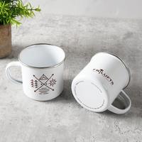 Tasses émaillées blanches vierges de 12 oz pour sublimation, personnalisables pour Noël, pour le camping, le café et le lait