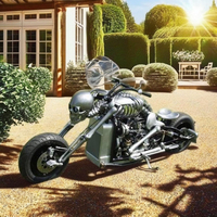 Décoration de jardin extérieur 304 Sculpture de moto en acier inoxydable avec vélo squelette de mort en fer