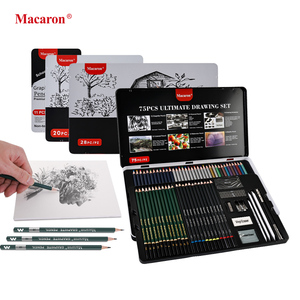 Macaron 11/20/28/75pcs Graphite bút chì thiết lập tùy chỉnh than gỗ Phác thảo Bút Chì Vẽ Bút Chì với tẩy - Product Image 1