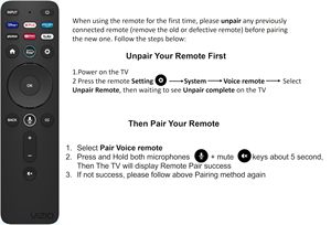 Télécommande vocale de remplacement pour téléviseur intelligent VIZIO - Bluetooth, fonction Push-to-Talk, compatible avec les séries V, M, P - Product Image 4