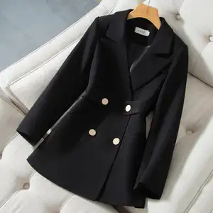 Casaco feminino, casaco jaqueta do casaco de negócios longo da moda, feminino, para uso externo, cor sólida, 2022