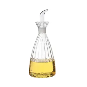 glass oil and vinegar dispenser with stripe design kitchen spice storage glass olive dispenser bottle