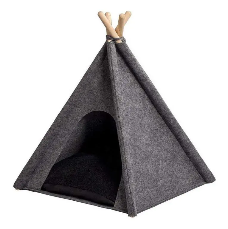 FullYoung רחיץ כלב מיטה עם ארוך פרווה עבה כרית הרגיש עץ יוקרה לחיות מחמד אוהל אוהל מקורה חיצוני