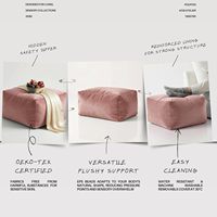 Pouf Ottoman en Velours Doux et Moelleux, Repose-Pieds, Chaise de Salon, Meuble de Rangement Rose 60x40x30