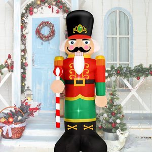 Décoration de Noël gonflable géante de 3 m : Casse-noisette en pain d'épices avec canne en sucre et éclairage LED pour extérieur - Product Image 1
