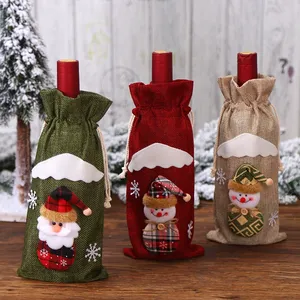 Alte Figur Rotwein flasche Set mit Leinen Wein beutel Weihnachts dekoration Zubehör für Hotels Manufac turing - Product Image 2