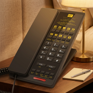 Téléphone <span class=keywords><strong>fixe</strong></span> filaire personnalisé avec façade plate pour hôtel, système téléphonique de haute qualité pour projets hôteliers, prix usine OEM ODM - Product Image 1