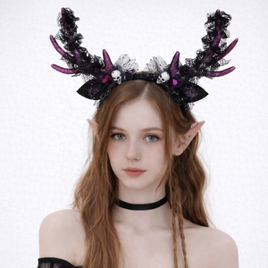 2025 Halloween corne de <span class=keywords><strong>cerf</strong></span> squelette fantôme hanter bandeau pour filles méchant bandeau de <span class=keywords><strong>cheveux</strong></span> pour femmes dames adolescents accessoires de <span class=keywords><strong>cheveux</strong></span> - Product Image 2