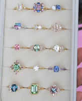 Bijoux personnalisés Bijoux en argent Sterling 925 plaqué or pierres précieuses point commun pierre de naissance bague en pierre précieuse