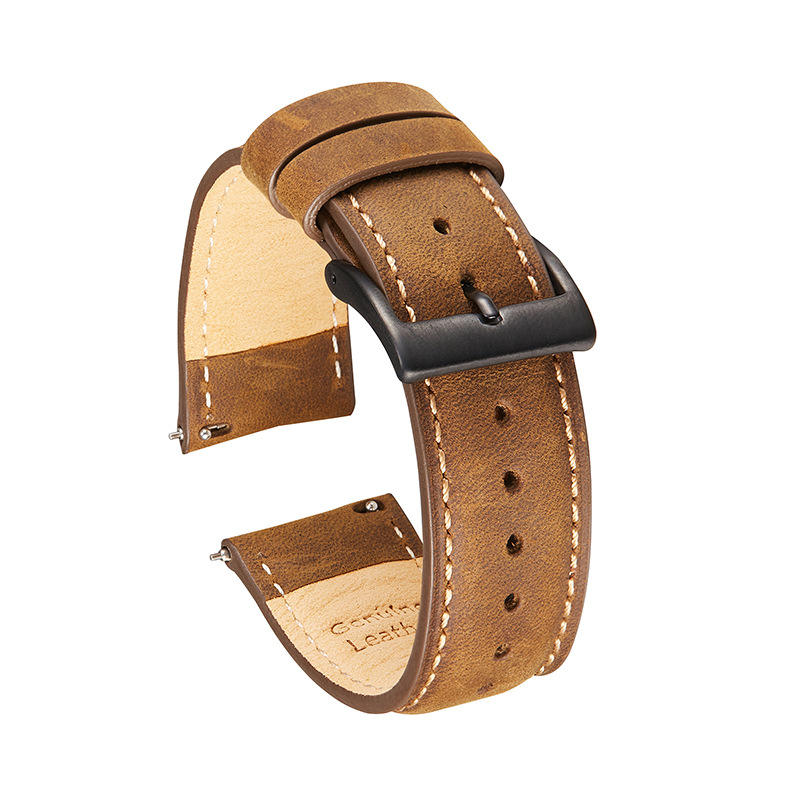 Brown + white thread + black buckle