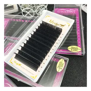 Wholesale Velvet Eye Lash Extension Manufacturer J B C CC D DD L Curl Matte Black Eyelash Extensions With Custom Logo