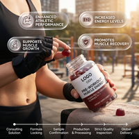 Gummies de créatine aromatisées sans OGM, sans sucre, formule personnalisée, pour la nutrition sportive et le renforcement musculaire, MOQ flexible, directement de l'usine, ODM