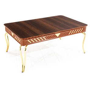 Mesa de Centro Moderna Sahra con Superficie de Madera y Estructura Metálica Rectangular, Mueble Resistente para Sala de Estar, Turquía - Product Image 2