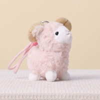 En gros, Porte-clés pendentif mignon en peluche de mouton à cornes courbes, OEM, Mascotte de dessin animé en peluche douce, Jouet animal en peluche (chèvre, agneau) pour cadeau