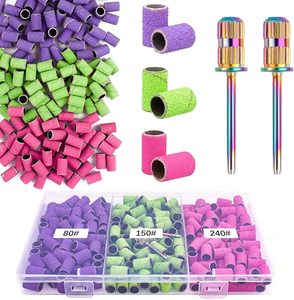 210 Piezas de Bandas de Lijado para Uñas de Diferentes Granos (Grueso y Fino) para Taladro de Uñas # 80 # 150 # Juego de 240 granos de abrasivos con mandril y caja de almacenamiento portátil - Product Image 1